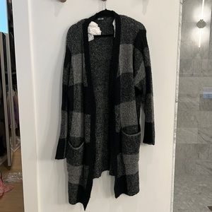 Black and gray buffalo plaid cardigan
